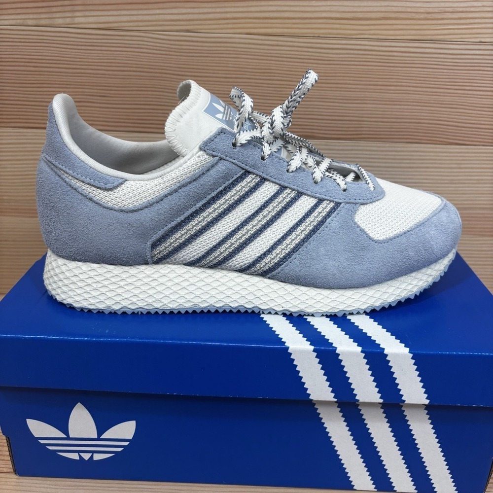 Adidas Originals Atlanta White Blue Grey Lace Up Sneakers JI2893 Women's 6.5